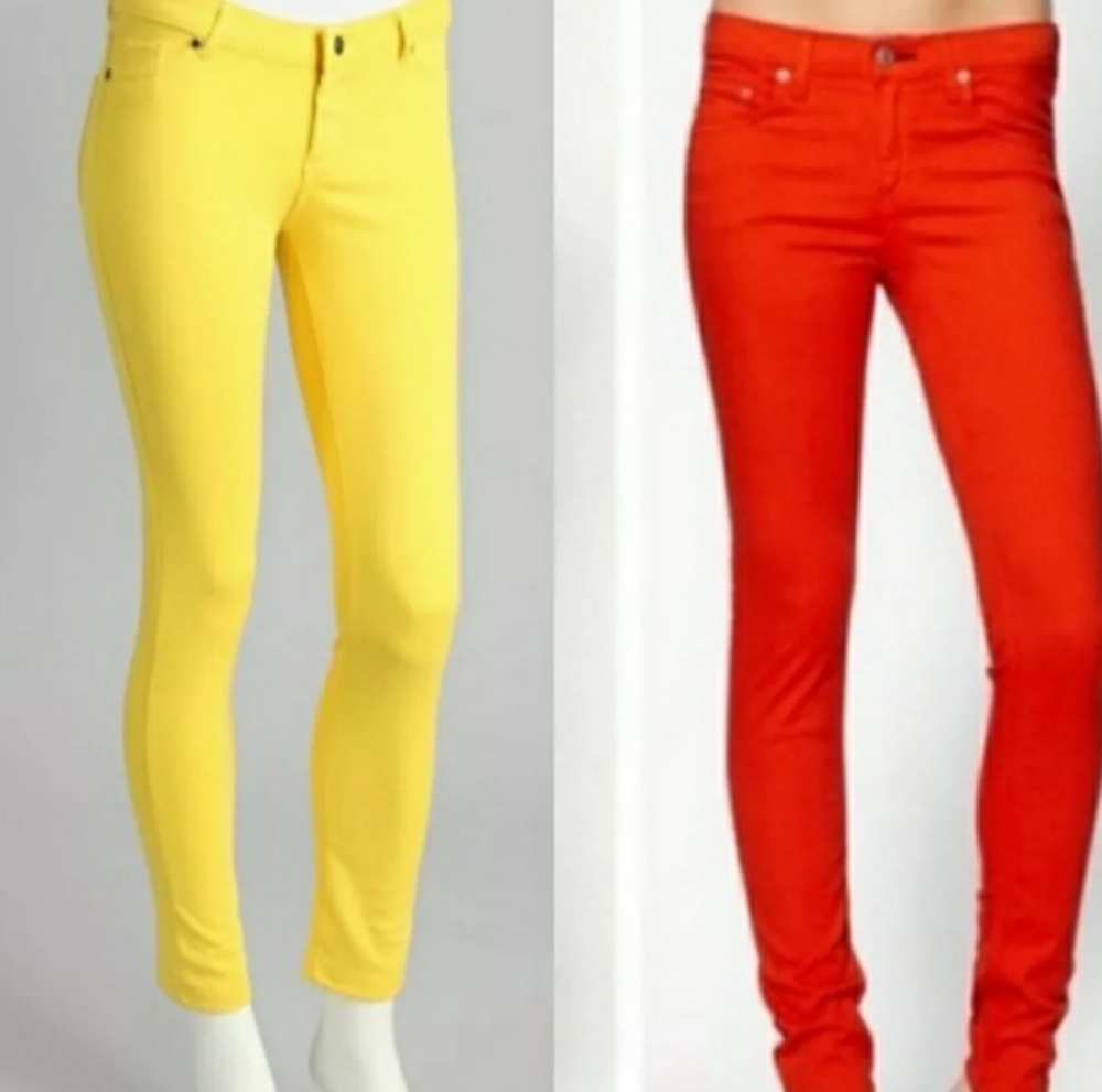 Red Orange and Bright Yellow Rag and Bone pants